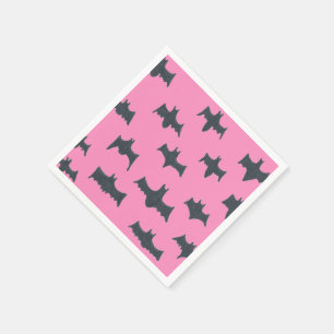 Guardanapo De Papel Morcegos do Dia das Bruxas Rosa e Preto