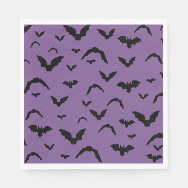 Guardanapo De Papel Morcegos voando no roxo (Frente)