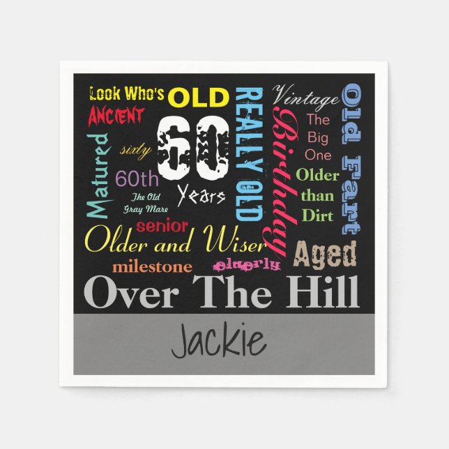 Guardanapo De Papel MORTE | 60º aniversário feliz | Marco (Frente)