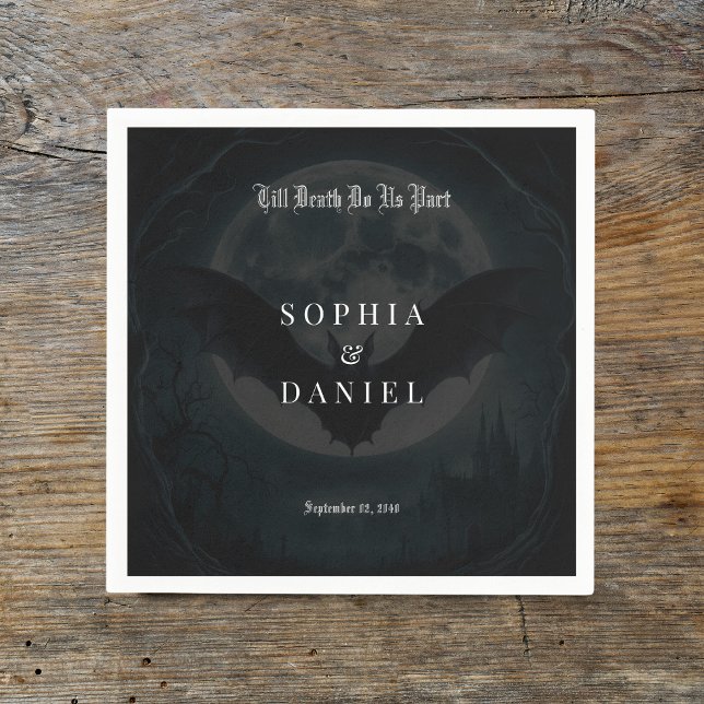 Guardanapo De Papel Morte Romântica Bats Lua Casamento Gótico (Criador carregado)