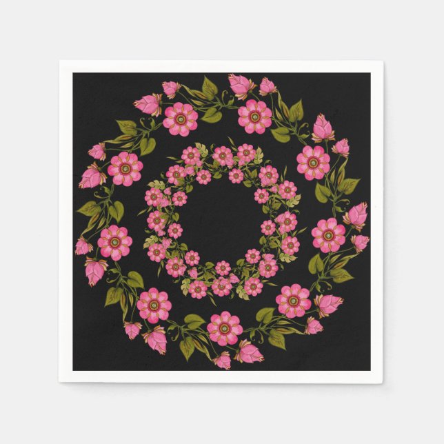 Guardanapo De Papel Mortes Florais Rosa | Papel de Casamento Napkin (Frente)