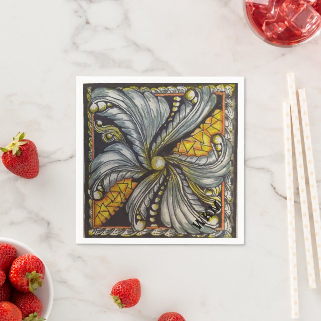 Guardanapo De Papel Mosaico Negro e Dourado (Insitu)