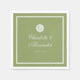 Guardanapo De Papel Moss Green Calligraphy Wedding Napkin