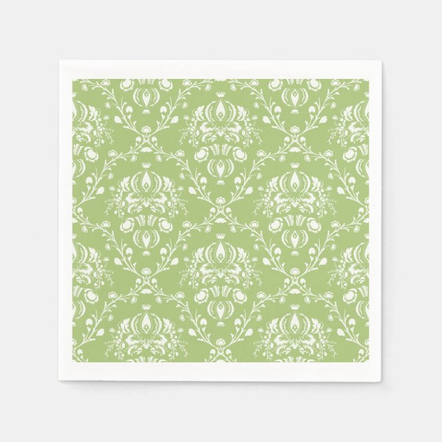 Guardanapo De Papel Moss Green Damask (Frente)