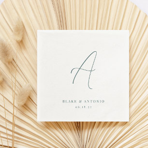 Guardanapo De Papel Moss Monograma de Casamento com Script Thin Line