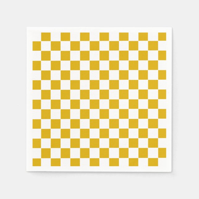 Guardanapo De Papel Mostarda, amarela e branca, verificada (Frente)