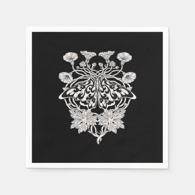 Guardanapo De Papel Moth Talisman - Whimsigoth Screenprint Style Drawi (Frente)