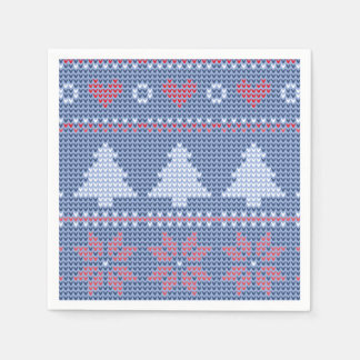 Guardanapo De Papel Motif de tricot de Noël Bleu