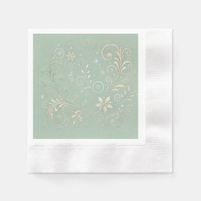 Guardanapo De Papel Motif Floral de Sombra Verde Pastel (Frente)
