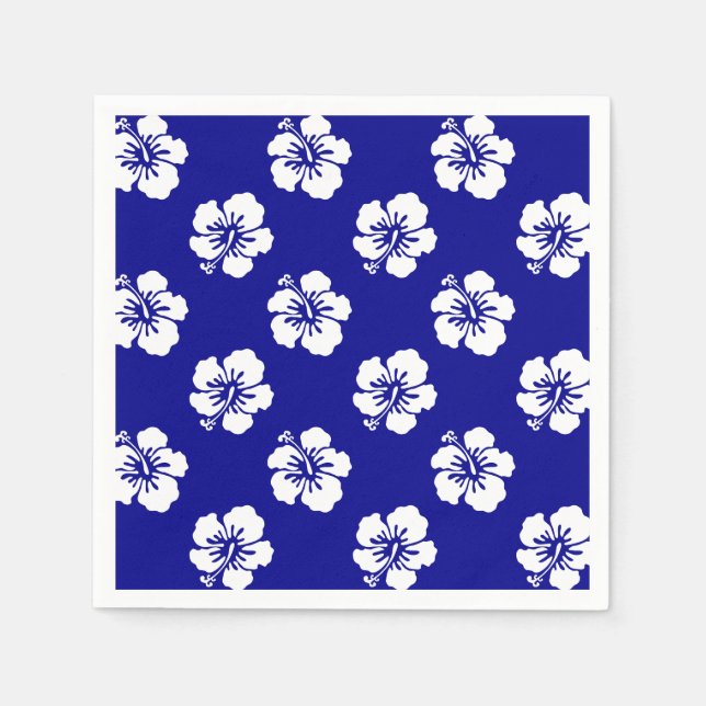 Guardanapo De Papel Motif Hawaïen Hibiscus Bleu et blanc (Frente)