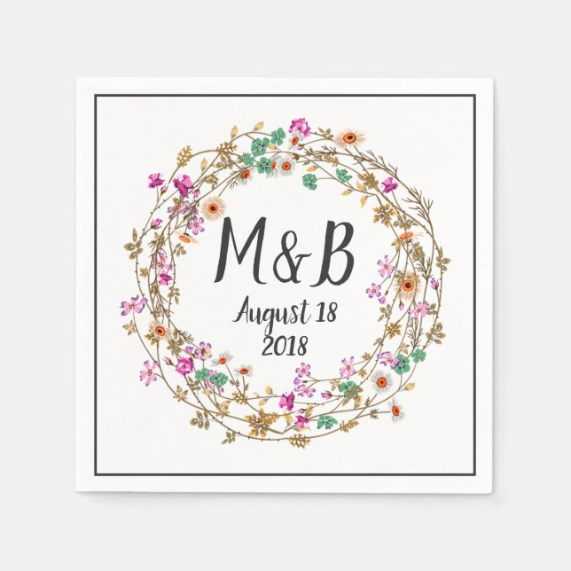 Guardanapo De Papel Motivo de arte de grinalda floral estilo país pers (Frente)