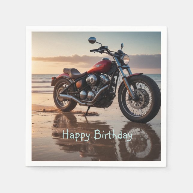 Guardanapo De Papel Motociclo ao pôr do sol (Frente)