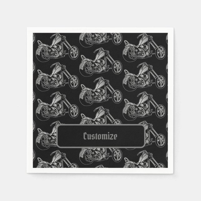 Guardanapo De Papel Motociclo Preto e Prateado (Frente)