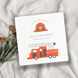 Guardanapo De Papel Motor De Bombeiros Vermelho Cortado Crianças De Qu