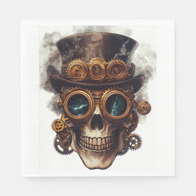 Guardanapo De Papel Motor de Crânio Steampunk (Frente)