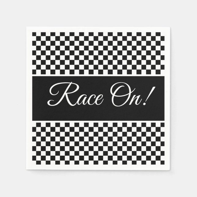 Guardanapo De Papel Motor Sport Designer Black And White Check (Frente)