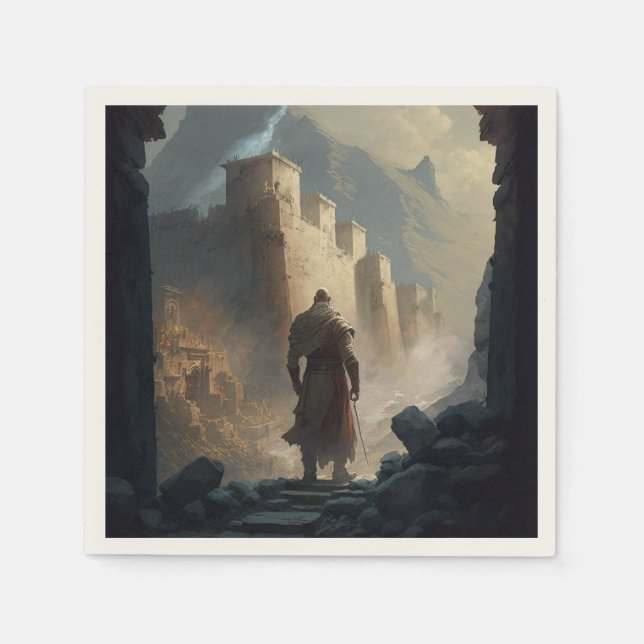 Guardanapo De Papel Mountain Town Siege (Frente)