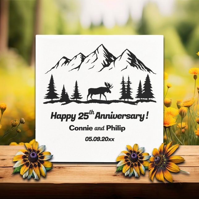 Guardanapo De Papel Mountains and Moose 25th Wedding Anniversary (Criador carregado)
