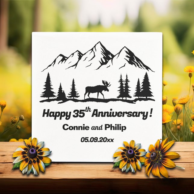 Guardanapo De Papel Mountains and Moose 35th Wedding Anniversary (Criador carregado)