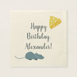 Guardanapo De Papel Mouse Personalizado e Queijo Ilustrado