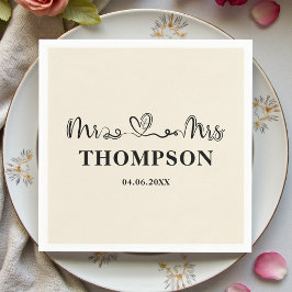 Guardanapo De Papel Mr and Mrs Elegant Simple | Natural White