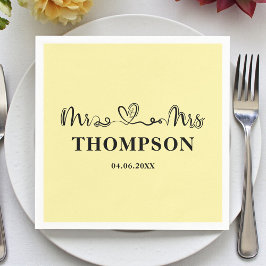 Guardanapo De Papel Mr and Mrs Elegant Simple | Pale Yellow