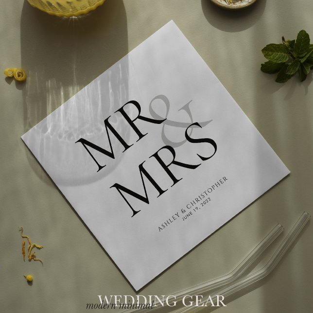 Guardanapo De Papel MR&MRS. Cocktail tipográfico mínimo (Criador carregado)
