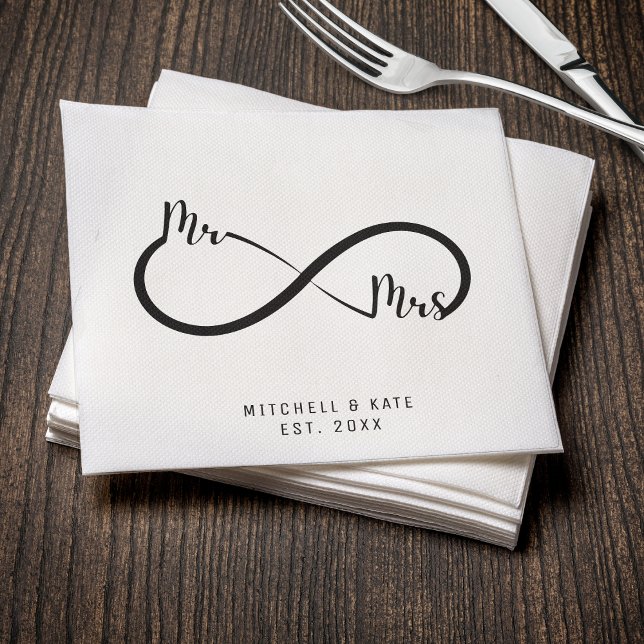 Guardanapo De Papel Mr & Mrs Infinity Symbol Wedding (Mr & Mrs Infinity Symbol Wedding Napkins
)