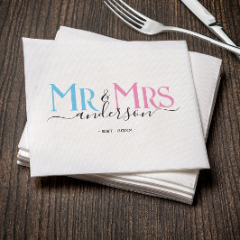 Guardanapo De Papel Mr & Mrs Newlywed Wedding Party Bridal Shower