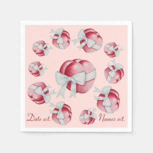 Guardanapo De Papel muitos corações e laços vermelhos e rosas