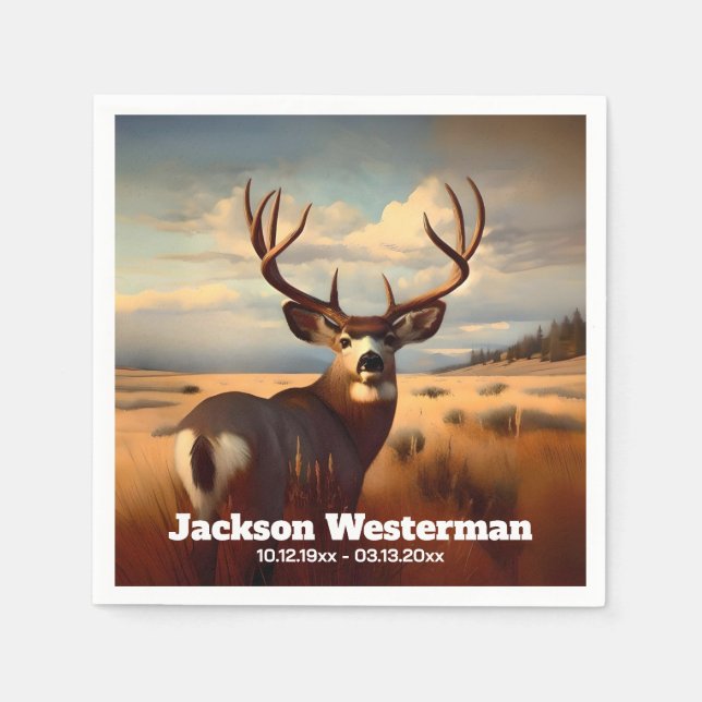 Guardanapo De Papel Mule Deer no Memorial Prairie (Frente)