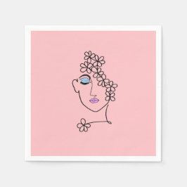 Guardanapo De Papel Mulher com Flores de Arte Rosa