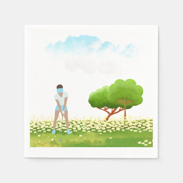 Guardanapo De Papel Mulher de golfe está jogando golfe  (Frente)