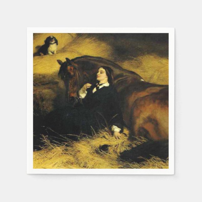 Guardanapo De Papel Mulher e Cavalo (Frente)