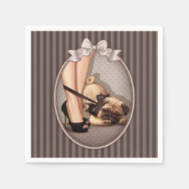 Guardanapo De Papel Mulher e Pug Puppy