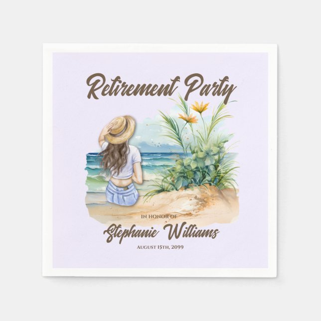 Guardanapo De Papel Mulher elegante do tema da praia da reforma femini (Frente)