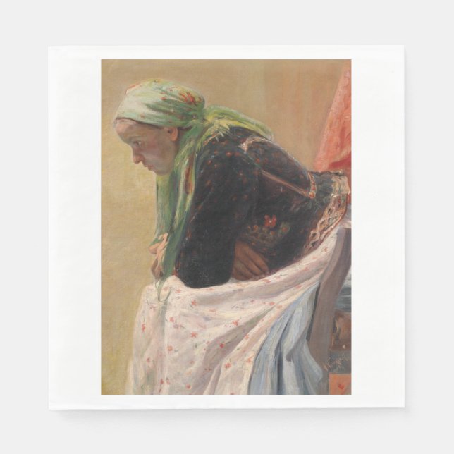 Guardanapo De Papel Mulher em Profundo Pensamento (por Oleksa Novakivs (Frente)