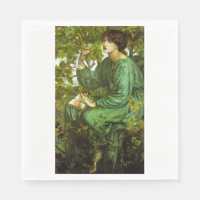 Guardanapo De Papel Mulher em Verde (Sonho do Dia) (por D.G. Rosetti) (Frente)