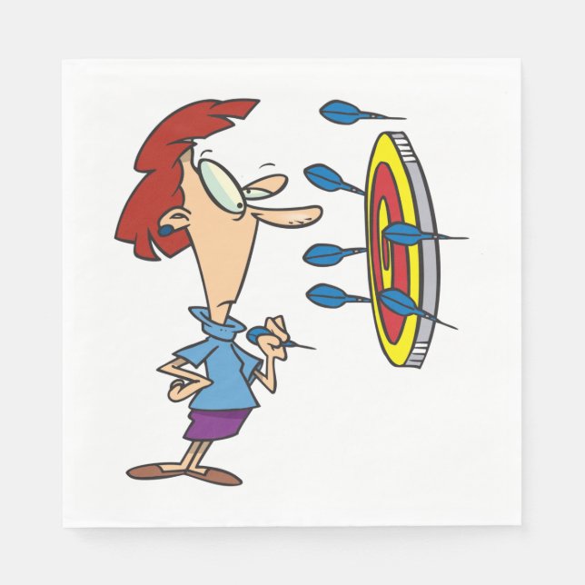 Guardanapo De Papel Mulher Jogando Dardos (Frente)