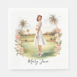 Guardanapo De Papel Mulher jogando golfe em campo de golfe Nupcial
