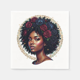 Guardanapo De Papel Mulher Negra Afro Floral