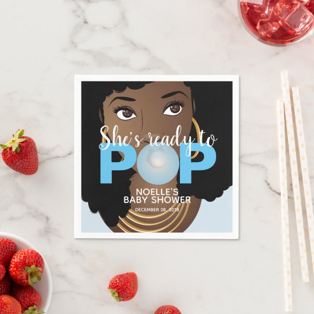 Guardanapo De Papel Mulher negra, pronta para Pop, Bublegum, azul (Insitu)