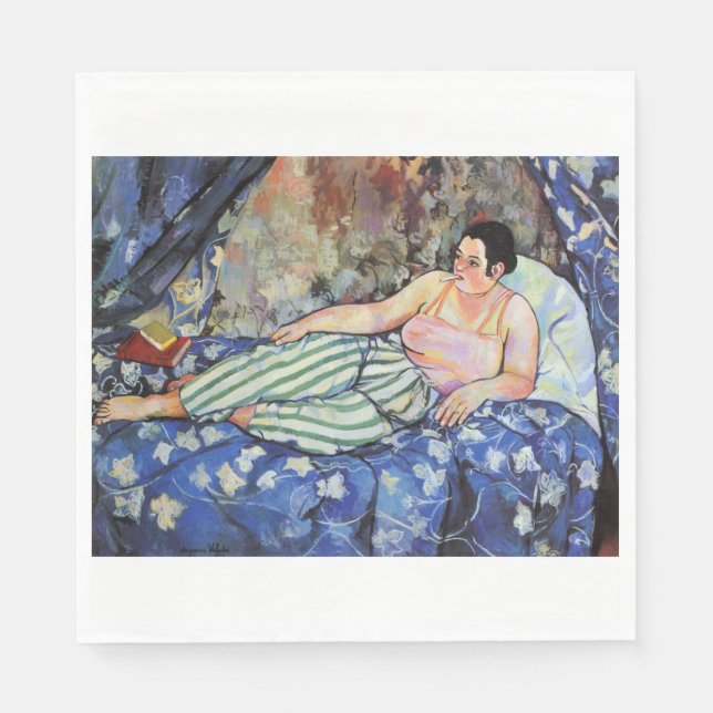 Guardanapo De Papel Mulher no quarto azul (por Suzanne Valadon) (Frente)