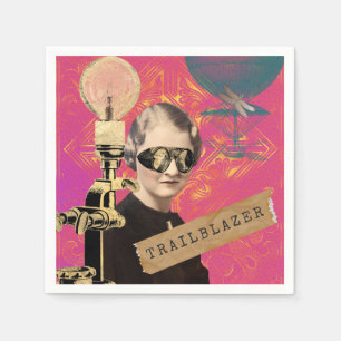 Guardanapo De Papel Mulher Pioneira Steampunk Arte Pop