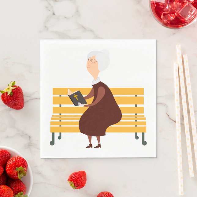 Guardanapo De Papel Mulher Velha Lendo A Bíblia (Criador carregado)