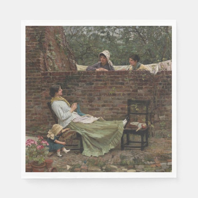 Guardanapo De Papel Mulheres conversando sobre o Muro do Jardim (Gossi (Frente)