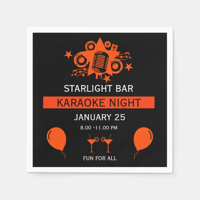 Guardanapo De Papel Muro de Promoção do Karaoke (Frente)