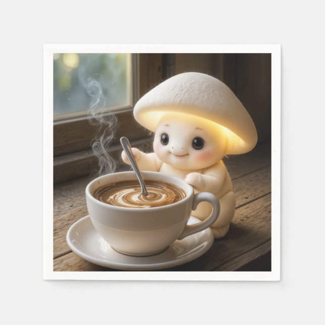 Guardanapo De Papel Mushroom Munchkin Stirring Morning Café (Frente)