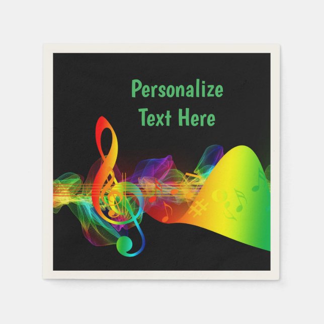 Guardanapo De Papel Music Neon Musical Notes Dance Party Personalizado (Frente)