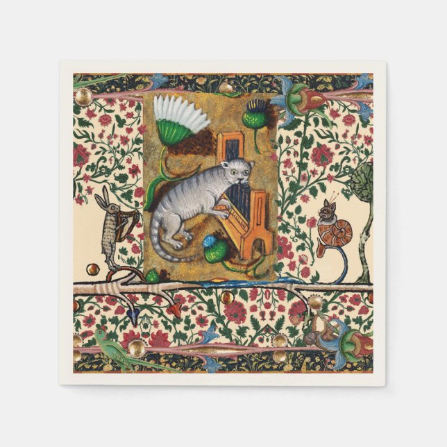 GUARDANAPO DE PAPEL MÚSICA BESTIÁRIA MEDIEVAL ESTRANHA,ÓRGÃO DE JOGO C (Frente)